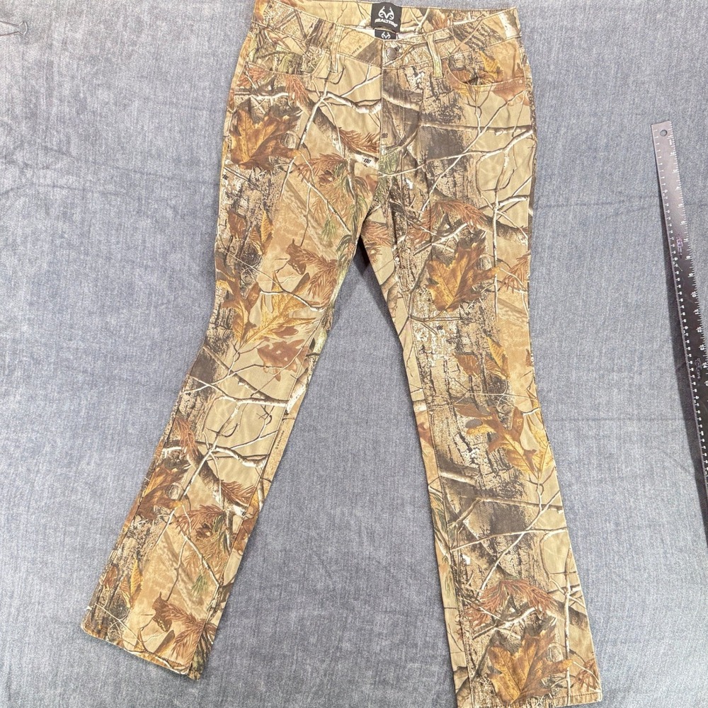 Realtree Camo Pants Womens 8 Brown Cotton Spandex Slim Fit AP Camouflage Hunting